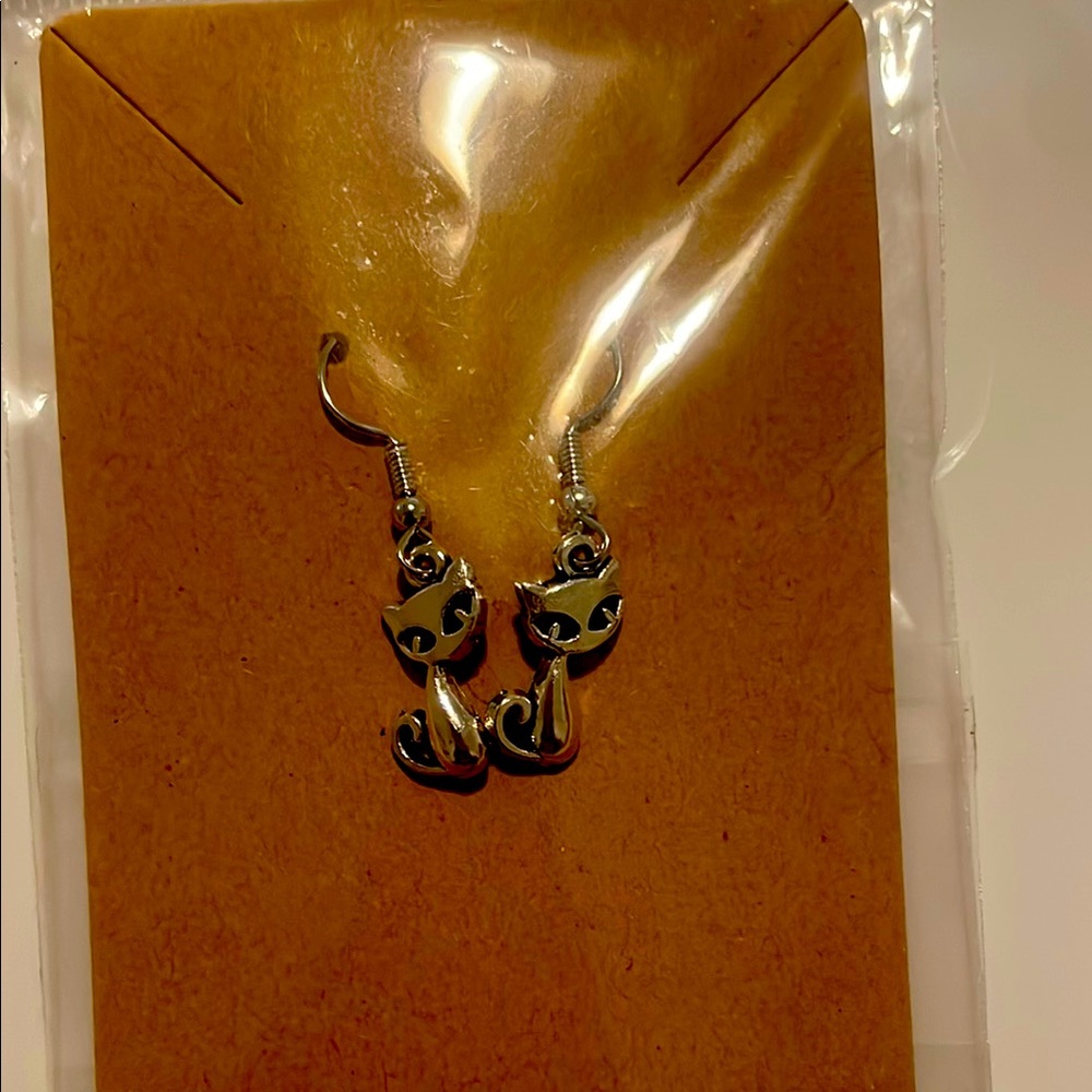 Silver Cat Earrings